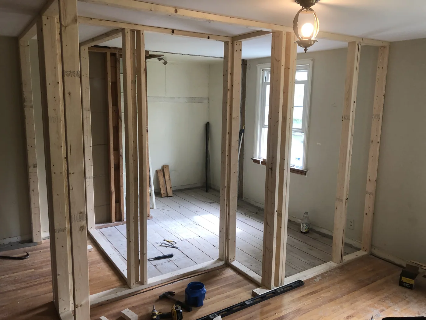 Primary suite framing during construction